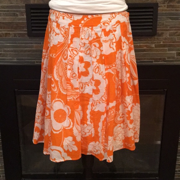 Express Dresses & Skirts - Express orange and white floral pleated skirt